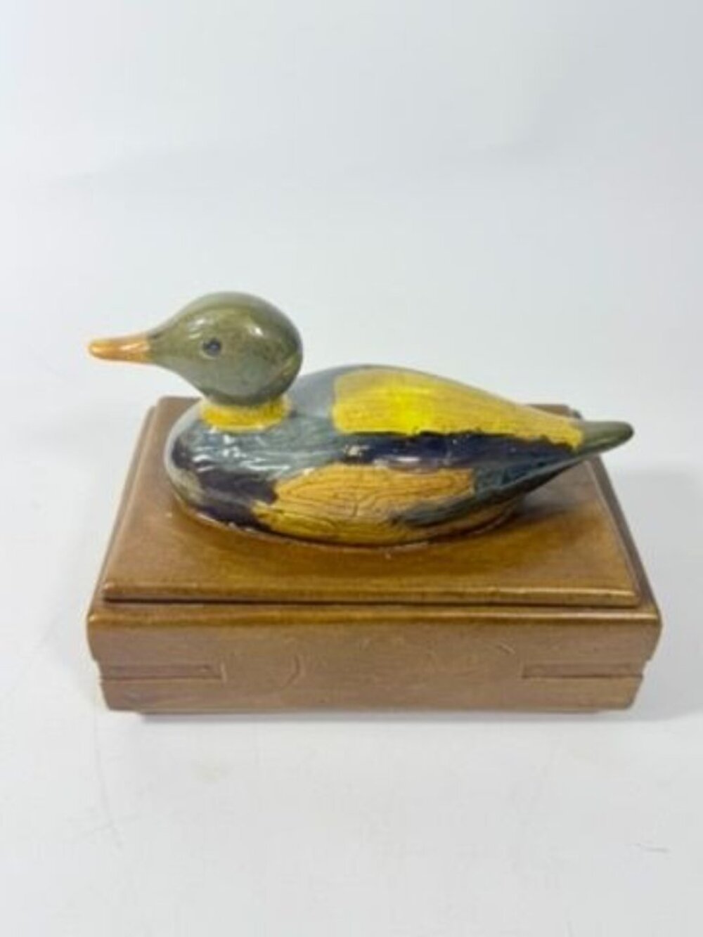 Trinket Cigar Box Duck Vintage Ceramic Hand Painted Mold Desk Dresser Accessorie - Picture 2 of 13